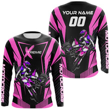 Load image into Gallery viewer, Extreme Dirt Bike Jersey Pink UPF30+ Custom Kid Men Women Motocross Riding Shirt Off-Road Jersey PDT669