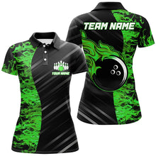 Load image into Gallery viewer, Green Flames Bowling Jersey Men Women Custom Bowling Polo Shirt For Team BDT487