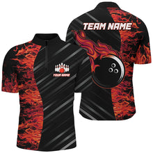 Load image into Gallery viewer, Red Flames Bowling Jersey Men Women Custom 1/4 Bowling Shirt For Team BDT487