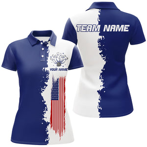 Navy & White Bowling Shirts Men & Women Custom Patriotic Bowling Team Jersey Unisex Polo BDT531