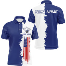 Load image into Gallery viewer, Navy &amp; White Bowling Shirts Men &amp; Women Custom Patriotic Bowling Team Jersey Unisex Polo BDT531