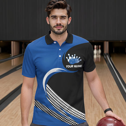 Personalized Blue Bowling Shirts Custom Bowling Team Jersey Polo Bowling Shirts BDT502