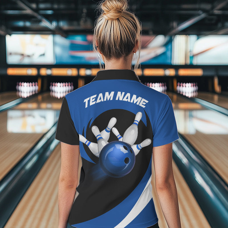 Personalized Blue Bowling Shirts Custom Bowling Team Jersey Polo Bowling Shirts BDT502