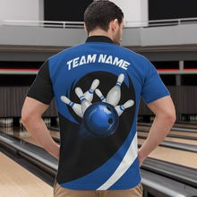 Load image into Gallery viewer, Personalized Blue Bowling Shirts Custom Bowling Team Jersey Quarter-Zip Bowling Shirts BDT502
