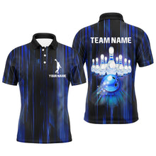 Load image into Gallery viewer, Custom Bowling Shirt For Men Blue 3D Bowling Jersey Team League Personalized Bowling Polo Shirt BDT308