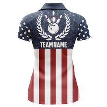 Load image into Gallery viewer, American Flag Bowling Polo Shirt For Women Custom Bowling Shirt Team League Bowling Jersey BDT311