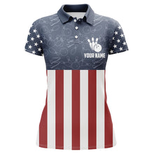 Load image into Gallery viewer, American Flag Bowling Polo Shirt For Women Custom Bowling Shirt Team League Bowling Jersey BDT311