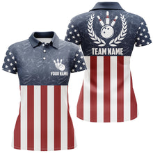 Load image into Gallery viewer, American Flag Bowling Polo Shirt For Women Custom Bowling Shirt Team League Bowling Jersey BDT311