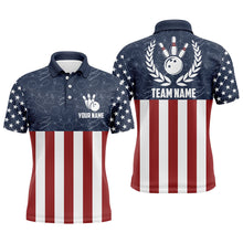 Load image into Gallery viewer, American Flag Bowling Polo Shirt For Men Custom Bowling Shirt Team League Bowling Jersey BDT311