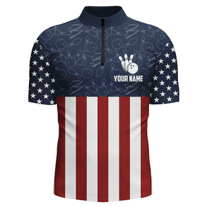 American Flag Bowling Quarter-Zip Shirt For Men Custom Bowling Shirt Team League Bowling Jersey BDT311