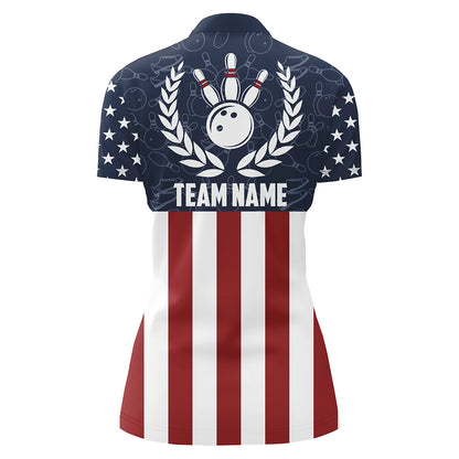 American Flag Bowling Quarter-Zip Shirt For Women Custom Bowling Shirt Team League Bowling Jersey BDT311