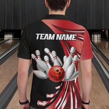 Load image into Gallery viewer, Personalized Red Bowling Team Jersey For Men &amp; Women Custom Bowling Polo Shirt BDT457