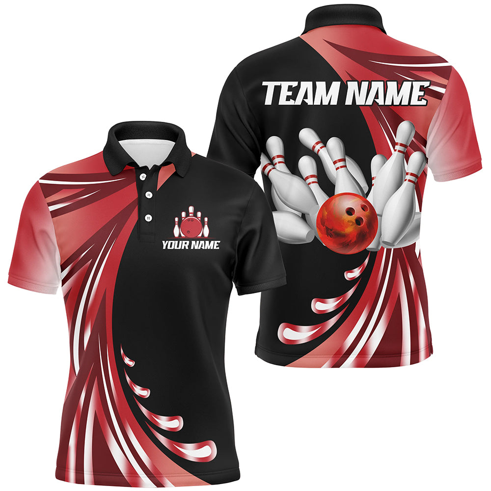 Personalized Red Bowling Team Jersey For Men & Women Custom Bowling Polo Shirt BDT457