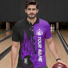 Load image into Gallery viewer, Purple Flame Bowling Polo Shirts Men &amp; Women Custom Bowling Team League Jerseys BDT471