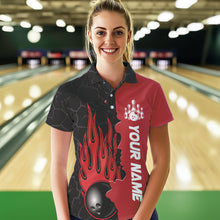 Load image into Gallery viewer, Red Flame Bowling Polo Shirt Men &amp; Women Custom Bowling Team League Jerseys BDT471