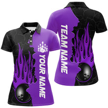 Load image into Gallery viewer, Purple Flame Bowling Polo Shirts Men &amp; Women Custom Bowling Team League Jerseys BDT471