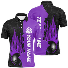Load image into Gallery viewer, Purple Flame Bowling Polo Shirts Men &amp; Women Custom Bowling Team League Jerseys BDT471