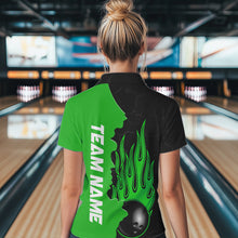 Load image into Gallery viewer, Green Flame Bowling Quarter Zip Shirts Men &amp; Women Custom Bowling Team League Jerseys BDT471