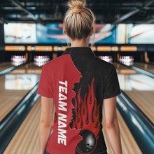 Load image into Gallery viewer, Red Flame Bowling Quarter Zip Shirt Men &amp; Women Custom Bowling Team League Jerseys BDT471