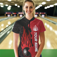 Load image into Gallery viewer, Red Flame Bowling Quarter Zip Shirt Men &amp; Women Custom Bowling Team League Jerseys BDT471