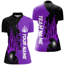 Load image into Gallery viewer, Purple Flame Bowling Quarter Zip Shirts Men &amp; Women Custom Bowling Team League Jerseys BDT471