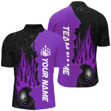 Load image into Gallery viewer, Purple Flame Bowling Quarter Zip Shirts Men &amp; Women Custom Bowling Team League Jerseys BDT471