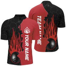 Load image into Gallery viewer, Red Flame Bowling Quarter Zip Shirt Men &amp; Women Custom Bowling Team League Jerseys BDT471