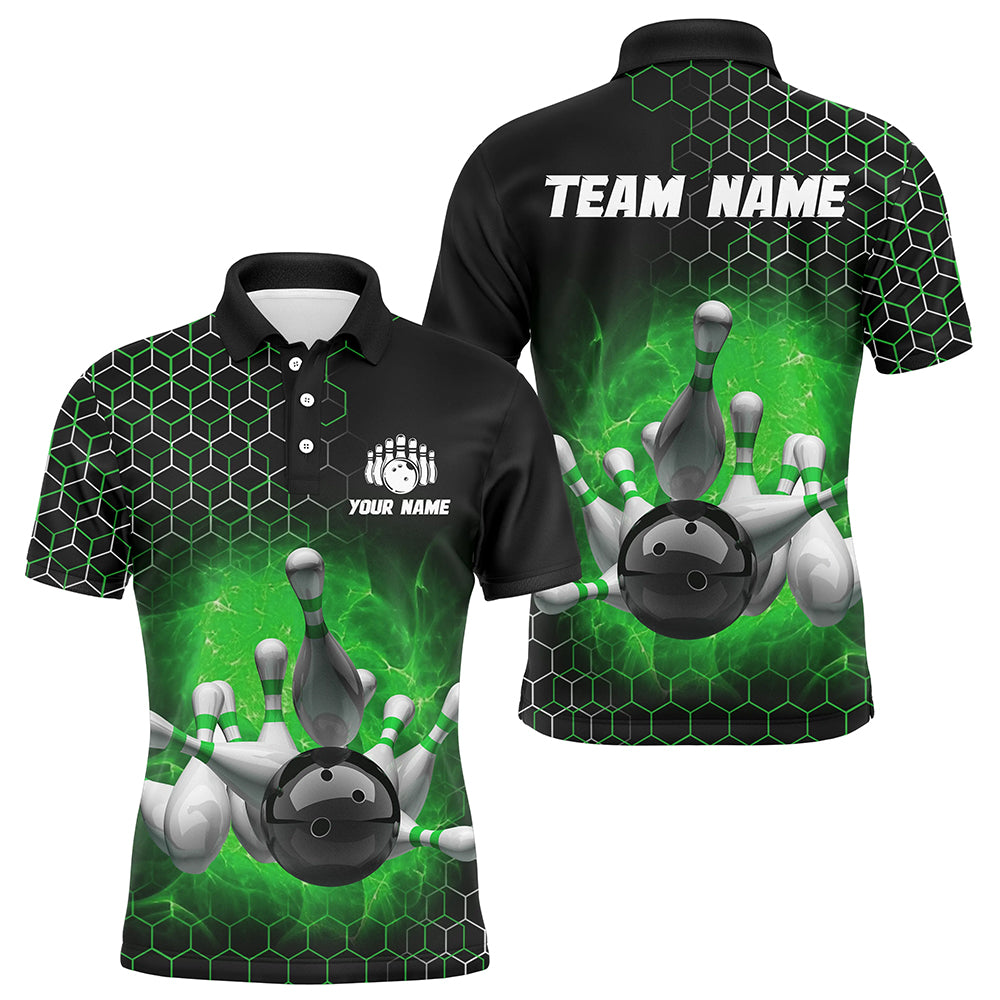 Personalized Green Bowling Jersey Men and Women Custom Bowling Polo Shirt Team BDT490