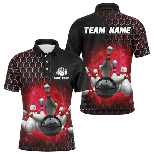 Personalized Red Bowling Jersey Men and Women Custom Bowling Polo Shirt Team BDT490