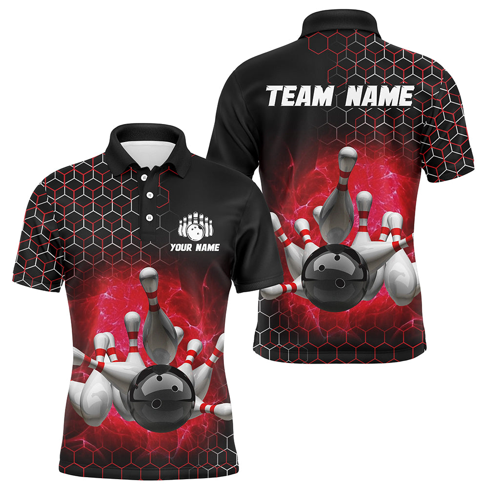 Personalized Red Bowling Jersey Men and Women Custom Bowling Polo Shirt Team BDT490
