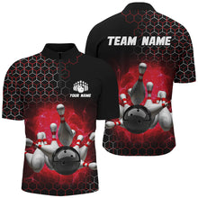 Load image into Gallery viewer, Personalized Red Bowling Jersey Men and Women Custom Bowling Quarter-Zip Shirt Team BDT490