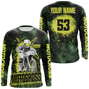 PIONAMZIOZ Green Neon Dirt Bike Jersey Men Women Kid UPF30+ Custom Motocross Off-Road Jersey MX Riding Shirt PDT665