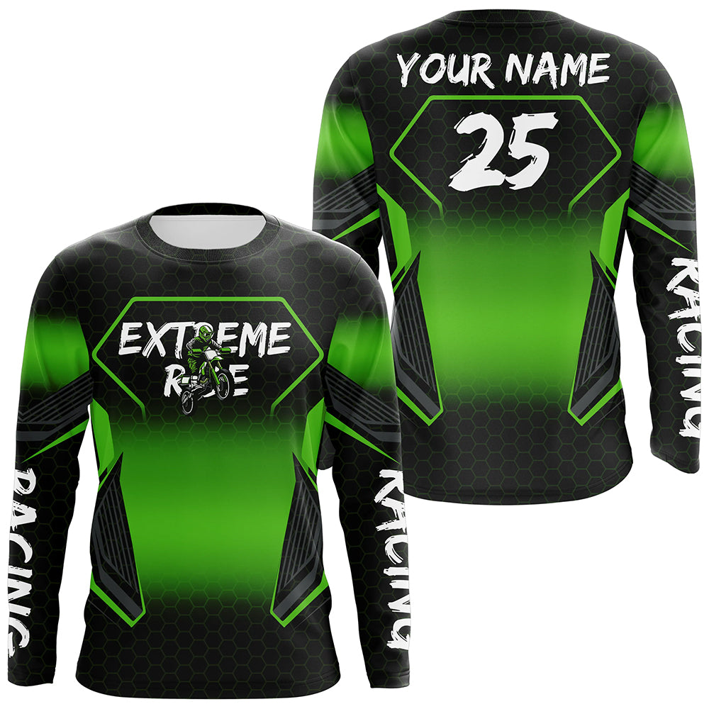 Custom Motocross Jersey Kid Men Women Upf30+ Green Dirt Bike Shirt MX Off-Road Rider Motorcycle PDT670