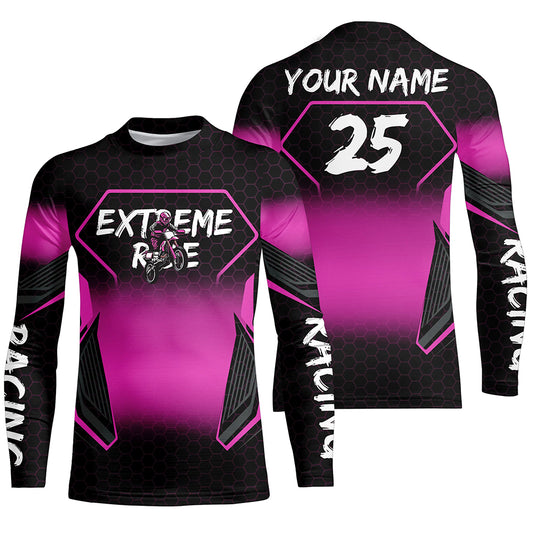 Custom Motocross Jersey Kid Men Women Upf30+ Pink Dirt Bike Shirt MX Off-Road Rider Motorcycle PDT670