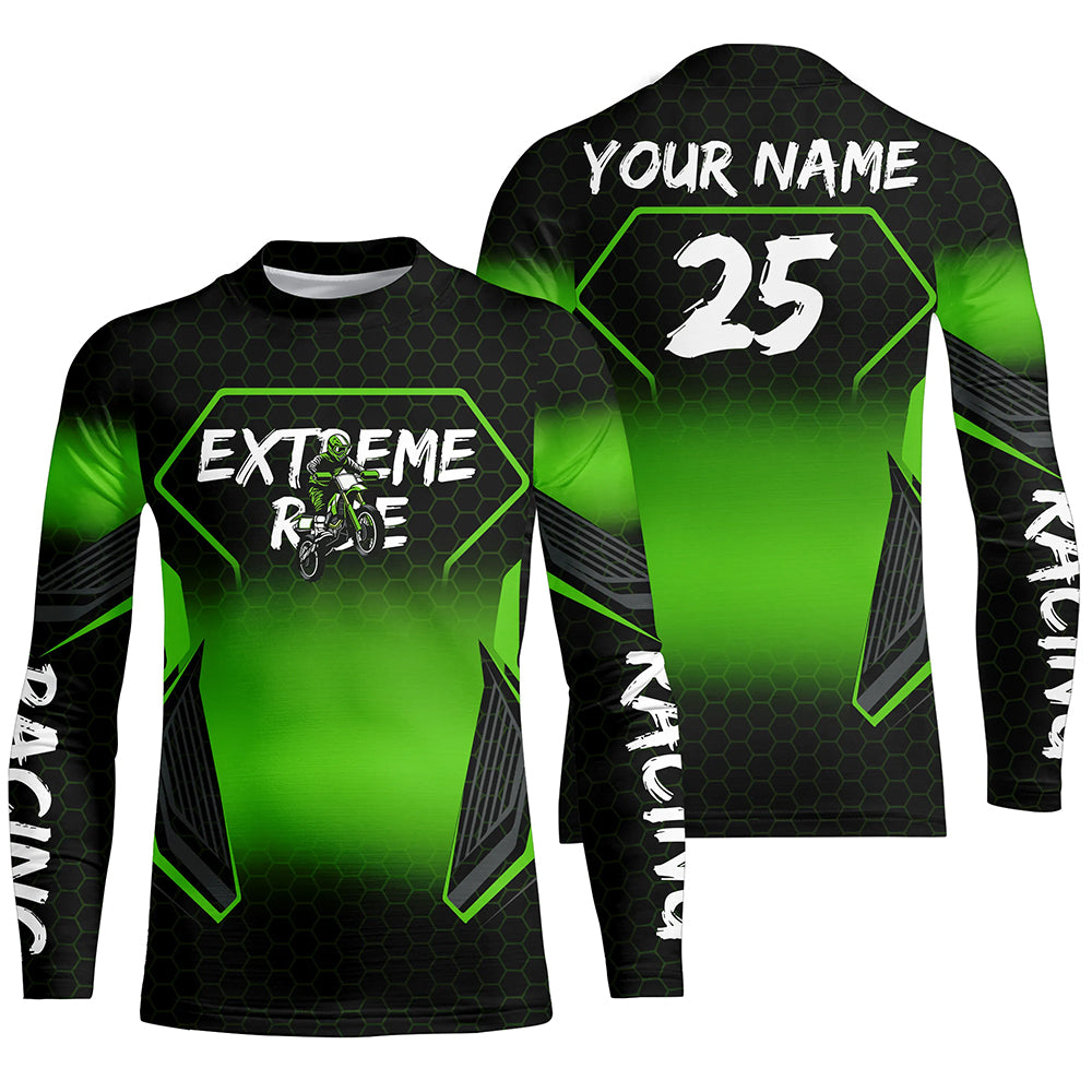 Custom Motocross Jersey Kid Men Women Upf30+ Green Dirt Bike Shirt MX Off-Road Rider Motorcycle PDT670