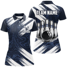 Load image into Gallery viewer, Navy&amp;White Bowling Shirt For Men &amp; Women Custom Bowling Team Jersey Polo Bowling Shirt Unisex BDT580