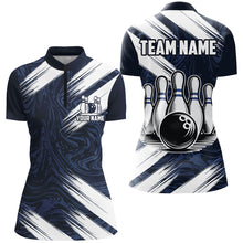 Load image into Gallery viewer, Navy&amp;White Bowling Shirt For Men &amp; Women Custom Bowling Team Jersey 1/4 Zip Bowling Shirt Unisex BDT580