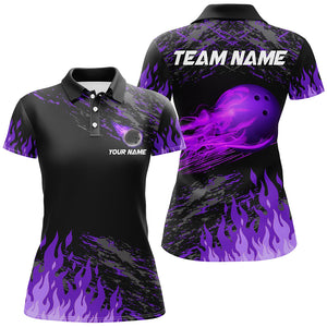 Purple Flame Bowling Polo Shirts Men And Women Custom Bowling Team Jersey Unisex Uniform Bowlers BDT523