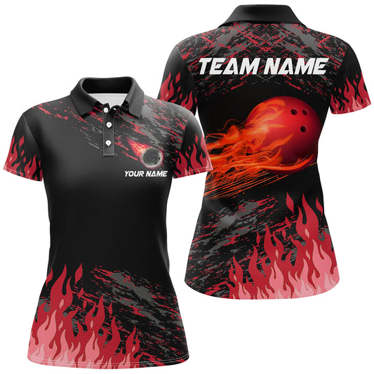 Red Flame Bowling Polo Shirts Men And Women Custom Bowling Team Jersey Unisex Uniform Bowlers BDT523