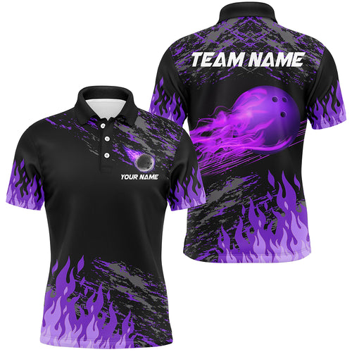 Purple Flame Bowling Polo Shirts Men And Women Custom Bowling Team Jersey Unisex Uniform Bowlers BDT523