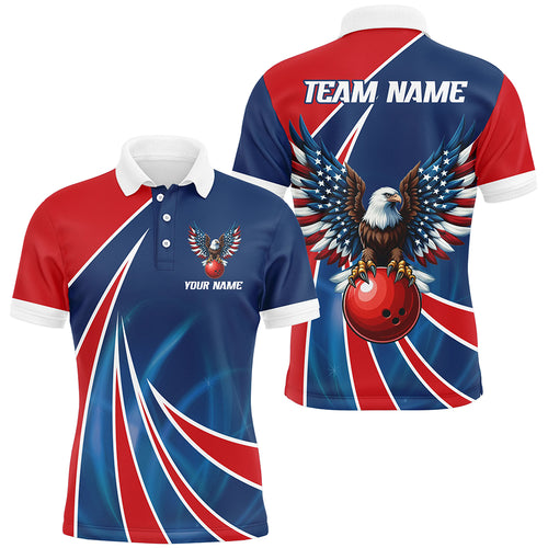 Eagle Bowling Shirts Men Women Personalized Polo Bowling Team Jersey Red Blue BDT493