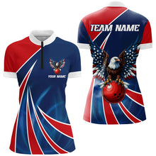 Load image into Gallery viewer, Eagle Bowling Shirts Men Women Personalized 1/4 Zip Bowling Team Jersey Red Blue BDT493