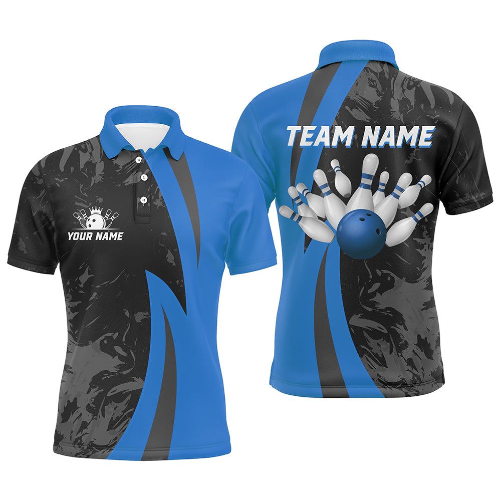Custom Bowling Shirt Men Women Blue Camo Bowling Team Jersey Polo Bowling Shirts Unisex BDT592