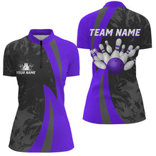 Load image into Gallery viewer, Custom Bowling Shirt Men Women Purple Camo Bowling Team Jersey 1/4 Zip Bowling Shirts Unisex BDT592