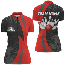 Load image into Gallery viewer, Custom Bowling Shirt Men Women Red Camo Bowling Team Jersey 1/4 Zip Bowling Shirts Unisex BDT592