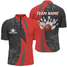 Load image into Gallery viewer, Custom Bowling Shirt Men Women Red Camo Bowling Team Jersey 1/4 Zip Bowling Shirts Unisex BDT592