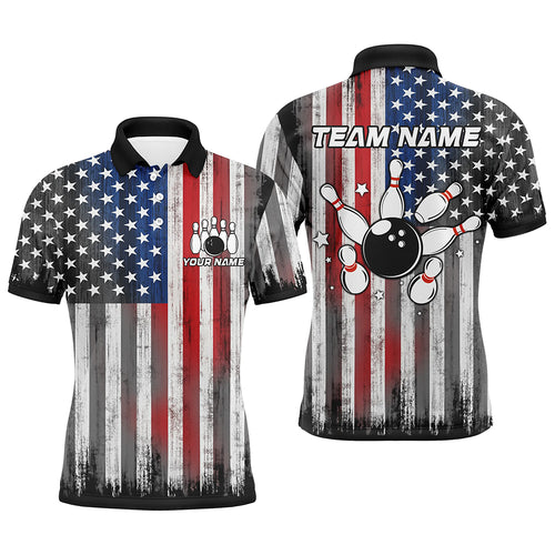 Custom American Flag Bowling Jersey Team Bowling Polo Shirts Men & Women BDT499
