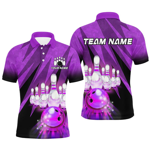 Custom Purple Bowling Shirt For Couple Bowling Team Jersey Men Women Bowler Gift BDT501