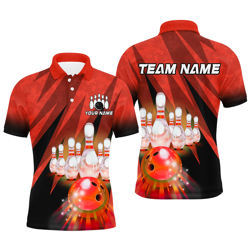 Custom Red Bowling Shirt For Couple Bowling Team Jersey Men Women Bowler Gift BDT501