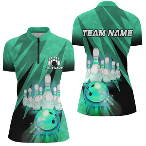 Custom Green Bowling Shirt For Couple Polo Bowling Team Jersey Men Women Bowler Gift BDT501